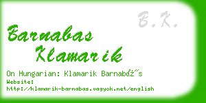 barnabas klamarik business card